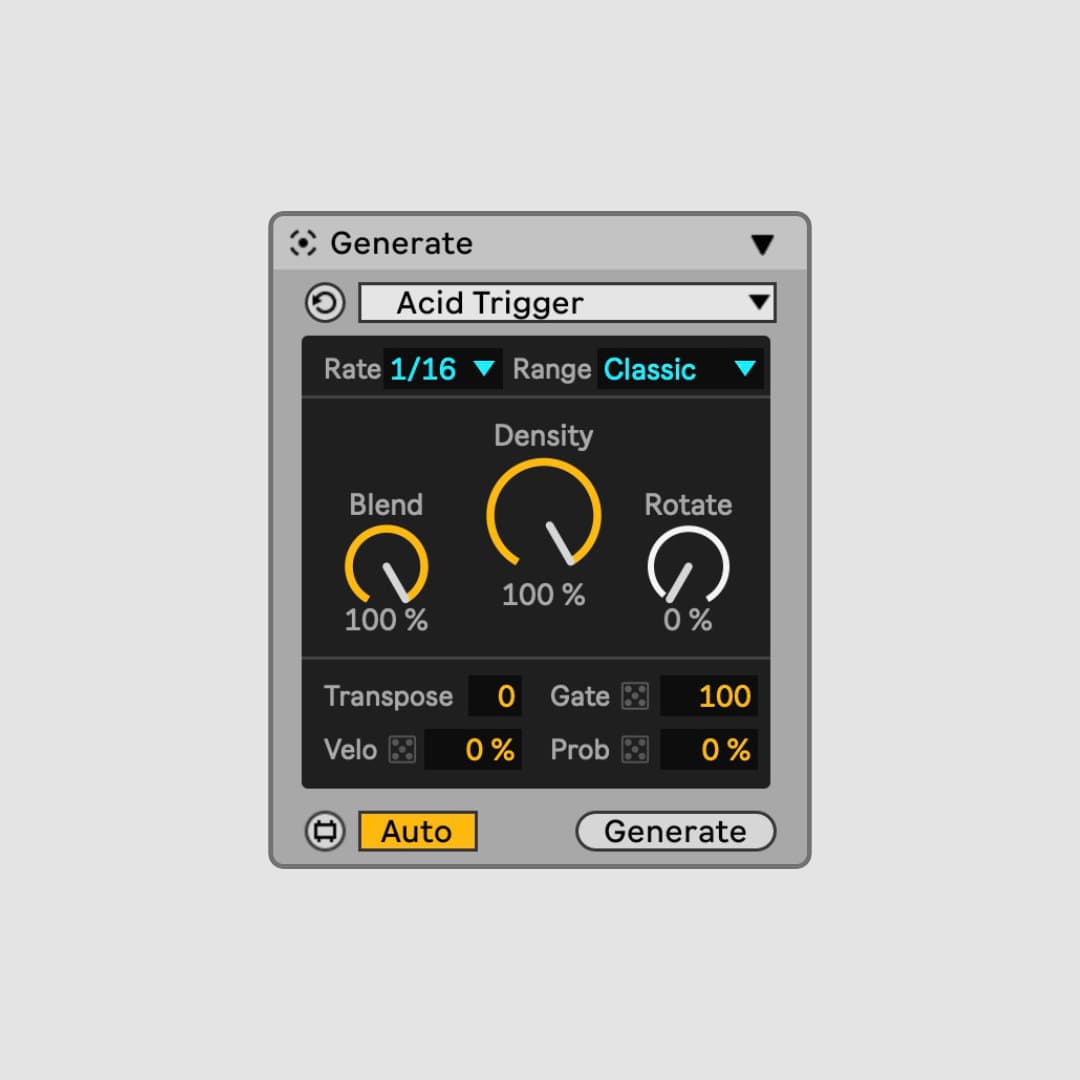 Generate acid-inspired monophonic patterns directly into your clips.
