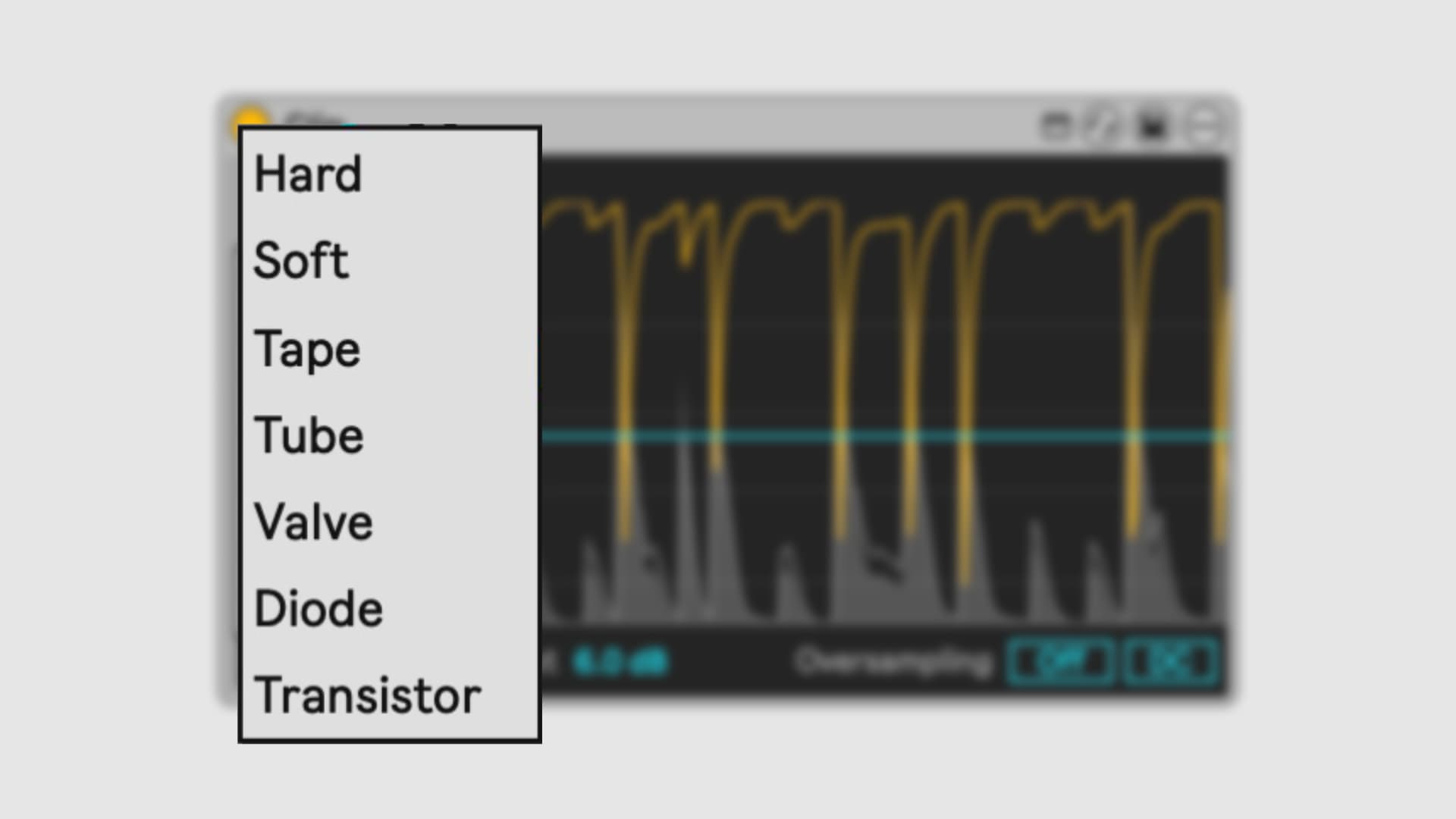 The CLIP Max For Live device's clipping modes menu.