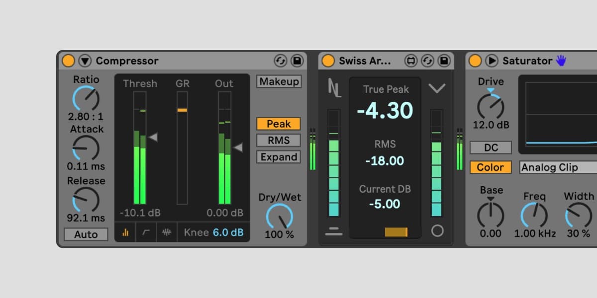 Noir Labs Swiss Army Meter In An Ableton Device Chain