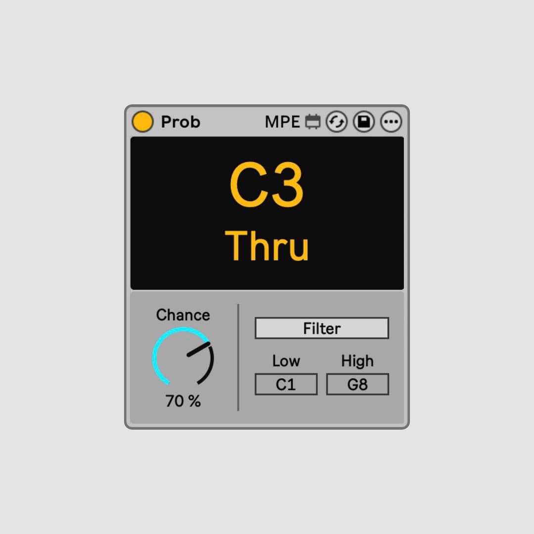 A MIDI probability gate based on the chance feature from the piano roll.