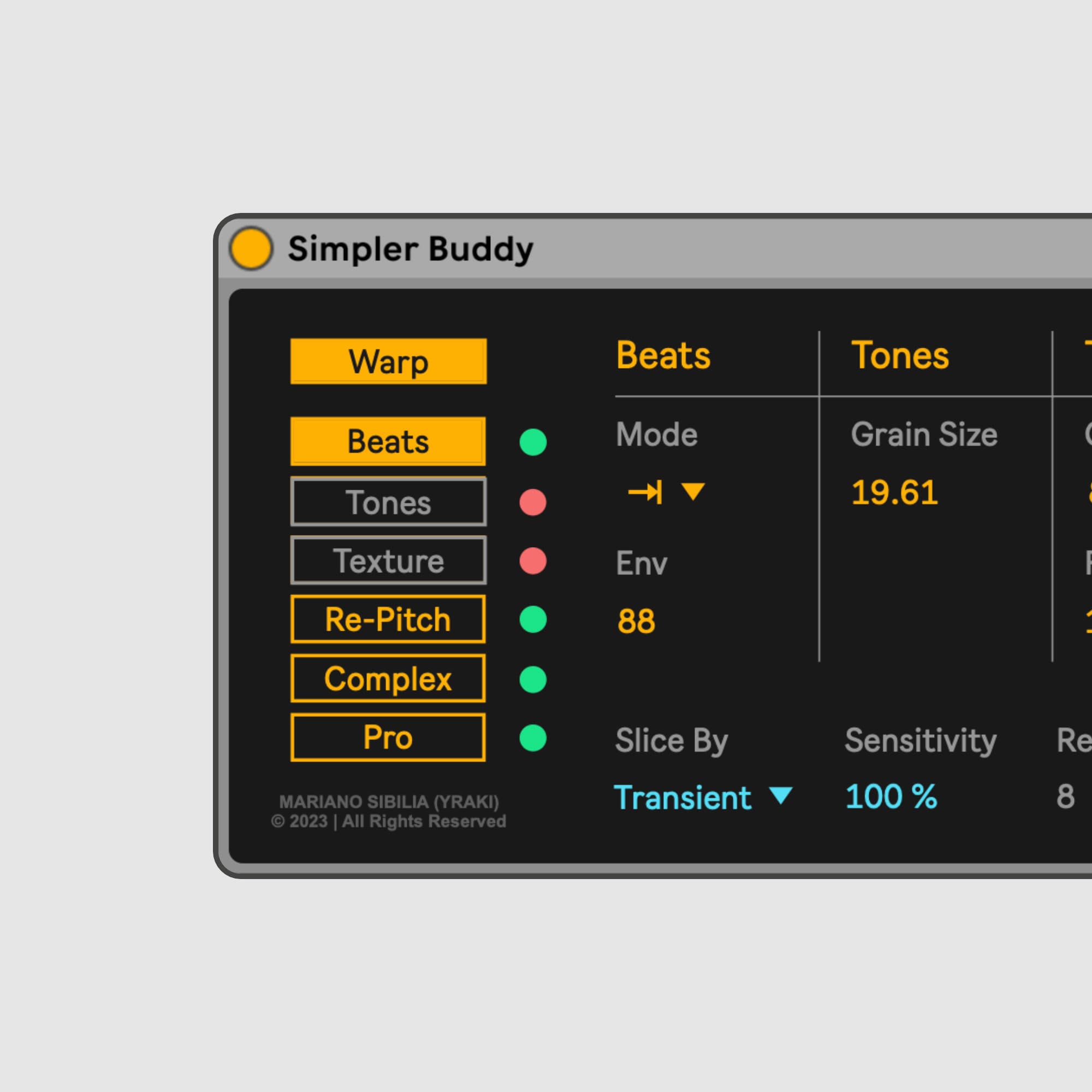 Real-time control and automation of Simpler's Warp and Slicing modes.