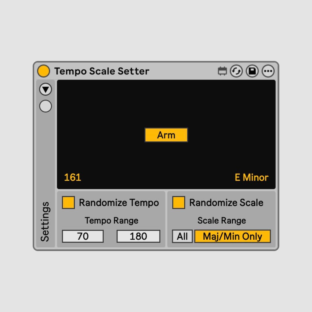 Load your default project with a random tempo and scale.